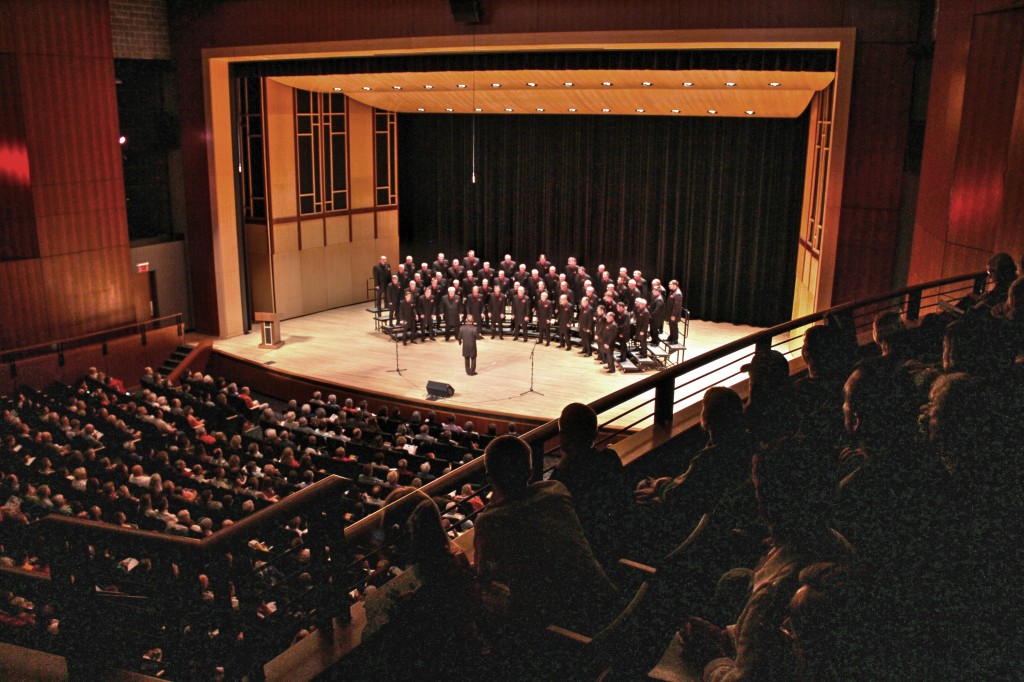 The Harmony Hawks perform on stage at our spring show venue the fabulous Concert Hall at Prairie High School. 